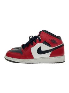 NIKE◆AIR JORDAN 1 MID GS_エアジョーダン 1 ミッド/25cm/RED/レザー