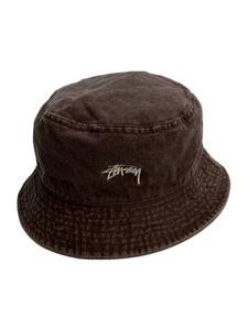 STUSSY◆バケットハット/-/コットン/BRW/メンズ