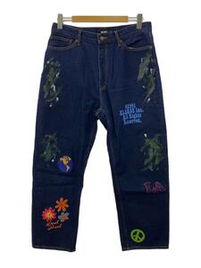 X-LARGE◆22AW/FLOWER DENIM PANTS/36/ナイロン/IDG/プリント/101224031006