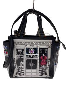 ANNA SUI◆ショルダーバッグ/レザー/BLK/総柄