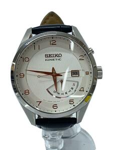 SEIKO◆自動巻腕時計/アナログ/レザー/BEG/BLK/5M84-0AC0