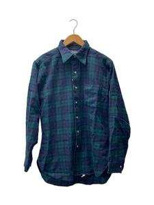 PENDLETON◆70s/ブラックウォッチ/長袖シャツ/M/ウール/GRN/チェック