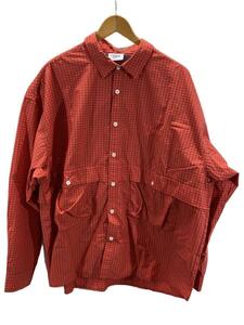 Keboz◆GRID CHECK BALL SHIRT/長袖シャツ/XL/ポリエステル/ORN/チェック/KBZFW23SH0