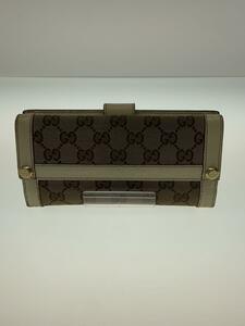 GUCCI◆長財布_GGキャンバス/-/BEG/総柄/レディース