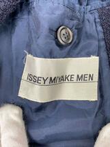 ISSEY MIYAKE MEN◆ノーカラーウールコート/L/ウール/NVY/使用感有り_画像3