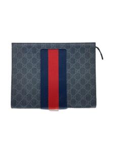 GUCCI◆GGスプリーム/ウェビングライン/セカンドバッグ/PVC/BLK/475316