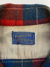 PENDLETON◆50s/長袖シャツ/M/ウール/レッド/チェック/首元汚れ有/穴有_画像5