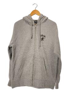 STUSSY◆ジップパーカー/M/コットン/GRY/109KV/袖汚れ有