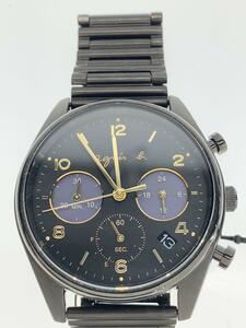 agnes b.* solar chronograph quartz wristwatch / analogue /BLK/BLK/VR42-KYJ0