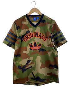 adidas◆AB7787/Camo Baseball AOP S/S V-Neck/M/ポリエステル/KHK/カモフラ