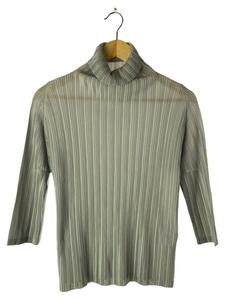 PLEATS PLEASE ISSEY MIYAKE◆ボトルネックプリーツ長袖カットソー/3/ポリエステル/GRY/PP83-FK342