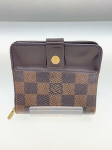 LOUIS VUITTON◆コンパクト・ジップ_ダミエ・エベヌ_BRW/PVC/BRW/レディース