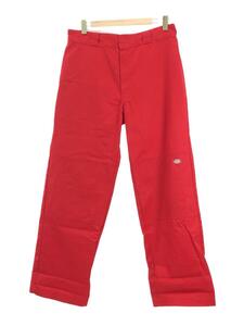 DICKIES◆ダブルニー/ワークパンツ/ルーズフィット/ボトム/34/コットン/RED/無地/85283