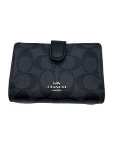 COACH◆2つ折り財布/レザー/BLK/無地/レディース/F23553