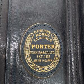 PORTER◆2つ折り財布/レザー/BLK/無地/メンズ/使用感有の画像3