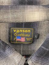 VANSON◆長袖シャツ/L/コットン/BLK/チェック_画像3