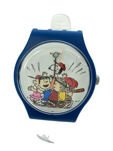 SWATCH◆×PEANUTS/クォーツ腕時計/アナログ/ラバー/ホワイト/SS