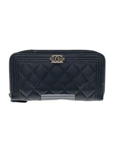 CHANEL◆長財布/レザー/BLK/レディース