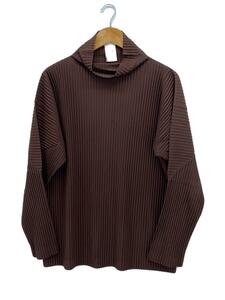 HOMME PLISSE ISSEY MIYAKE◆長袖Tシャツ/3/ポリエステル/ブラウン/HP73JK117//