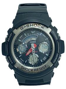 CASIO◆クォーツ腕時計・G-SHOCK/デジアナ/ラバー/BLK/BLK