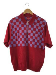 Supreme◆22SS/Checkerboard Zip Polo/ポロシャツ/M/コットン/RED/チェック//