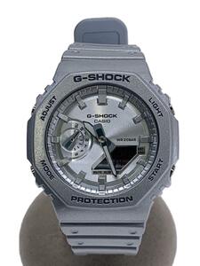 CASIO◆クォーツ腕時計_G-SHOCK/デジアナ/ラバー/SLV/SLV/SS