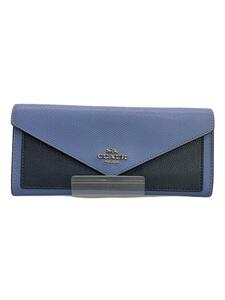 COACH◆長財布_コンビレザー/レザー/BLU/レディース