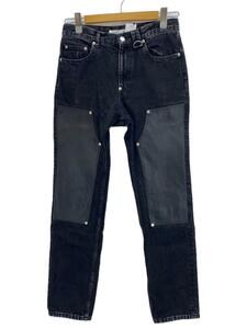 JOHN LAWRENCE SULLIVAN◆21AW/LEATHER PATCH DENIM PANT/ボトム/44/コットン/BLK/2B012-0321-28