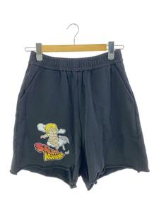 SALUTE◆21SS/ANGEL SHORTS/スウェットショートパンツ/M/コットン/BLK/プリント