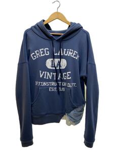 GREG LAUREN◆Vintage Hoodie/デニム・サーマルドッキング/パーカー/2/コットン/ネイビー