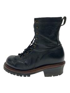 CHIPPEWA◆レースアップブーツ/-/BLK/レザー