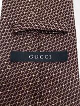 GUCCI◆Gロゴ/G柄/ロゴ/ネクタイ/シルク/BRW/総柄/メンズ_画像3