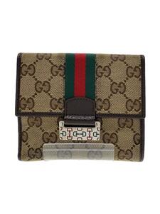 GUCCI◆2つ折り財布/GGキャンバス/シェリーライン/BRW/総柄/レディース/146209