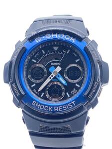 CASIO◆クォーツ腕時計・G-SHOCK/デジアナ/ラバー/BLK/BLK