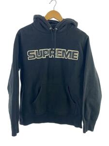 Supreme◆8AW/Perforated Leather Hooded Sweatshirt/パーカー/S/コットン/BLK