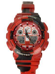 CASIO◆クォーツ腕時計/G-SHOCK/NISHIKIGOI/錦鯉/アナログ/レッド/GA-100JK-4AJR