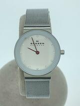 SKAGEN◆クォーツ腕時計/アナログ/ステンレス/WHT/SLV/SS/358SSSD_画像1