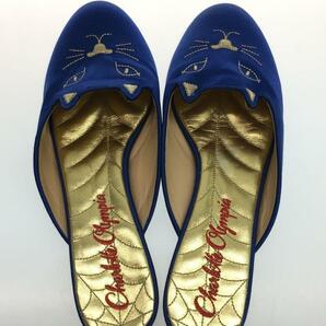 Charlotte Olympia◆ミュール/シューズ/サンダル/39/BLU/刺繍/猫/イタリア製の画像3