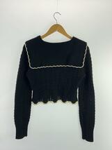 MOUSSY◆KNITLACEWORKCOLLARカーディガン/FREE/コットン/BLK/010HS270-0410_画像2