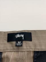 STUSSY◆Striped Volume Pleated Trouser/32/ポリエステル/BEG/ストライプ/116538_画像4