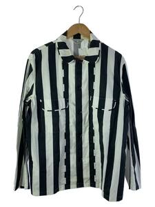 UNUSED◆Cotton/Stripe shirt jacket/4/コットン/BLK/ストライプ/US0763/汚れ有