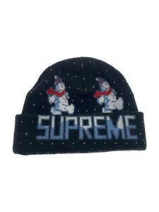 Supreme◆ニットキャップ/FREE/アクリル/BLK/総柄/メンズ/シュプリーム