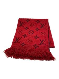 LOUIS VUITTON◆エシャルプロゴマニア/マフラー/ウール/RED/レディース/毛羽立ち有