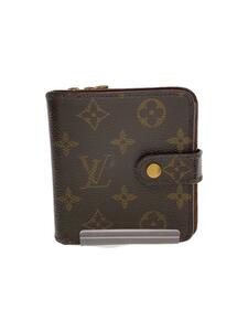 LOUIS VUITTON◆コンパクト・ジップ_モノグラム・キャンバス_BRW/PVC/BRW/レディース