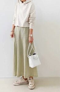 GU GU linen Blend flair long skirt maxi skirt long skirt light green L Uniqlo 