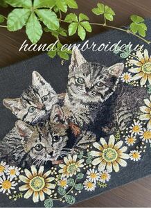  hand embroidery * hand made *. is good . cat .. flower * embroidery .* animal embroidery * ornament art 