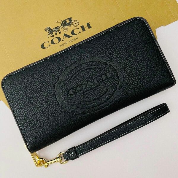 Coachコーチレディース長財布　新品　ブラック色