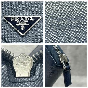 【未使用級】 PRADA プラダ メンズ ビジネス 長財布 ラウンドファスナー オーガナイザー 三角ロゴ 型押し ブラック 黒 レザー サフィアーノの画像10