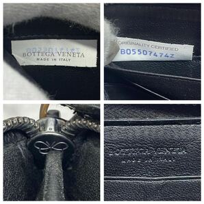 【極美品】 BOTTEGAVENETA ボッテガヴェネタ メンズ ビジネス パイソン 長財布 ラウンドファスナー イントレインチャート レザー ブラックの画像10