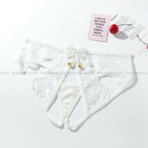 透け透け オープンヒップ 丸見え レース セクシー オープンクロッチ ショーツ 穴あき ランジェリー エロ 新品 3枚セット Mサイズ 1g3048_画像9